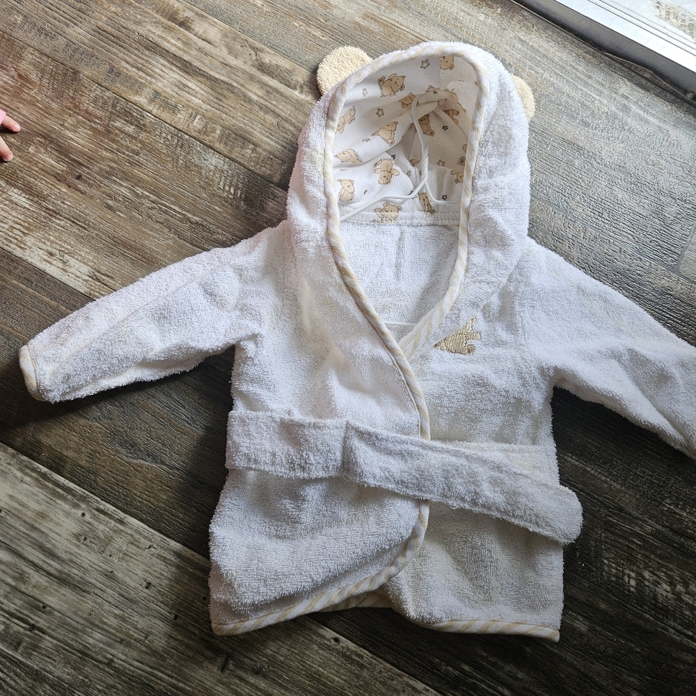 Plush White Kids BathRobe with Bear Ears